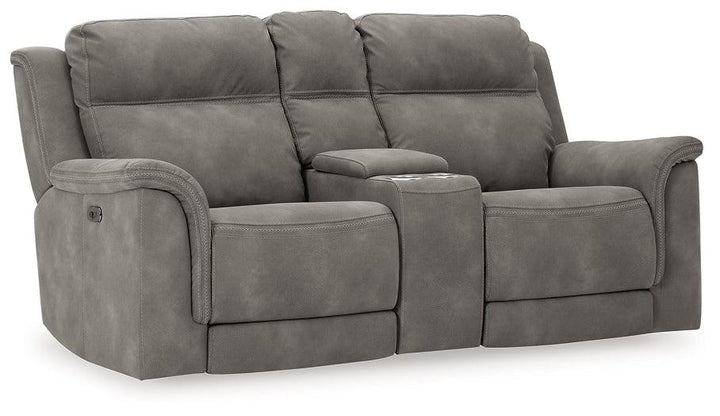 Next-Gen DuraPella Power Reclining Loveseat with Console 5930118 Black/Gray Contemporary Motion Upholstery By Ashley - sofafair.com