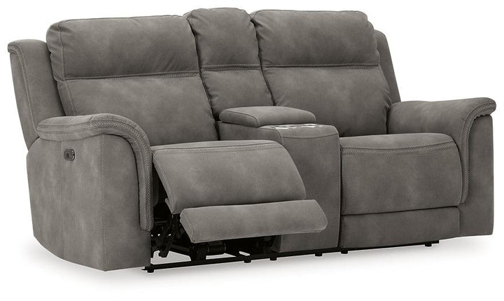 Next-Gen DuraPella Power Reclining Loveseat with Console 5930118 Black/Gray Contemporary Motion Upholstery By Ashley - sofafair.com