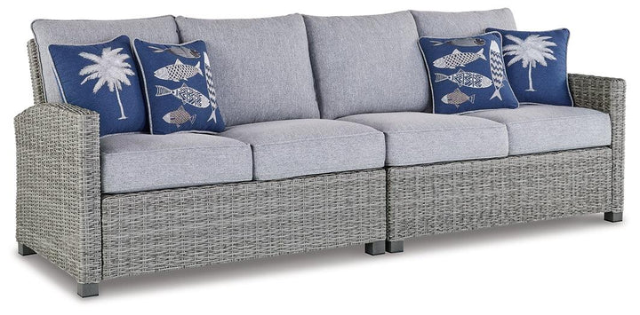 Naples Beach Outdoor Right and Left-arm Facing Loveseat with Cushion (Set of 2) P439-854 Black/Gray Casual Outdoor Sectional By Ashley - sofafair.com