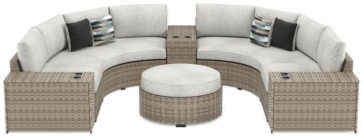 P458P5 Brown/Beige Contemporary Calworth 7-Piece Outdoor Sectional with Ottoman By AFI - sofafair.com