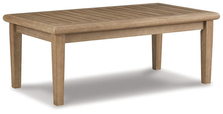 Gerianne Coffee Table P805-701 Brown/Beige Contemporary Outdoor Cocktail Table By Ashley - sofafair.com