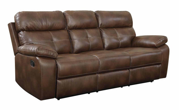 Damiano motion 601691 Tri-tone brown Transitional leatherette motion sofas By coaster - sofafair.com
