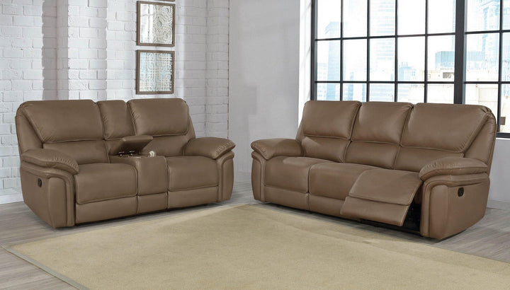 2 pc two pieces set 651341-S2 Brown fabric motion living room sets By coaster - sofafair.com