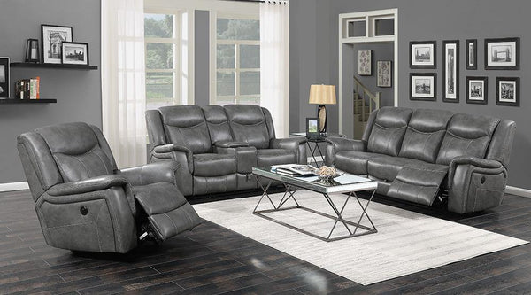 Conrad motion 650354 Grey Transitional leatherette motion sofas By coaster - sofafair.com