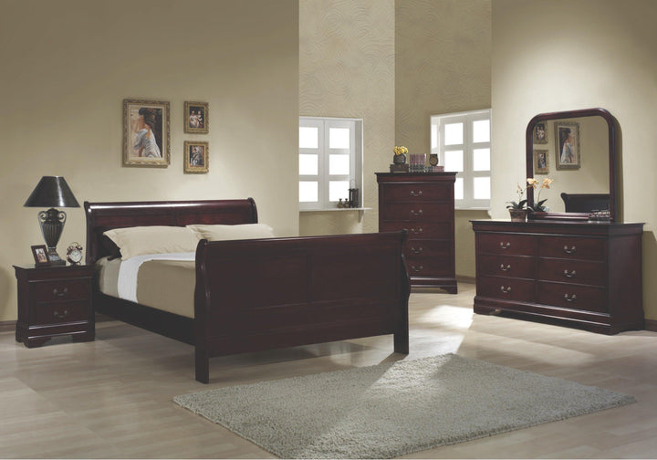 Louis philippe traditional red brown full four-piece four pieces set 203971-S4 bedroom sets By coaster - sofafair.com