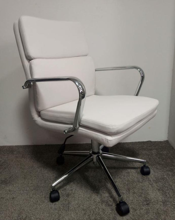 Home office : chairs 801767 White Casual Contemporary leatherette office chair By coaster - sofafair.com