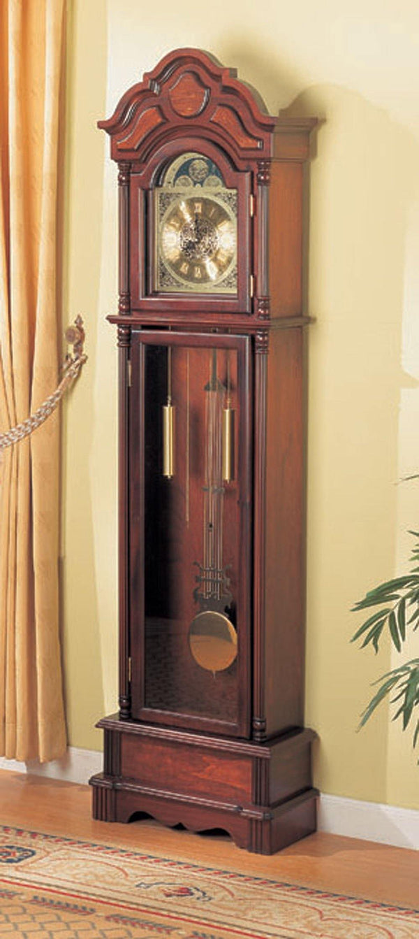 900749 Pink Traditional Traditional brown red grandfather clock By coaster - sofafair.com