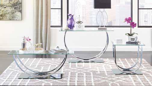 Living room: glass top occasional tables 704989 Chrome metal Sofa Table1 By coaster - sofafair.com