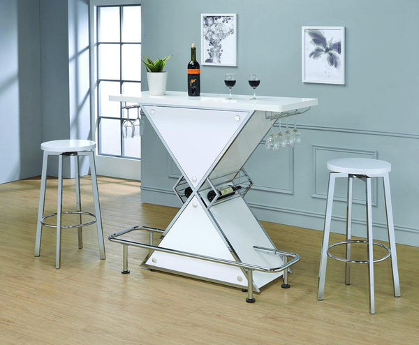 130078 metal Contemporary white stacked triangle bar unit By coaster - sofafair.com