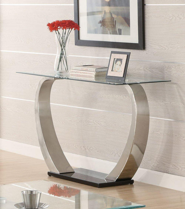 Living room: glass top occasional tables 701239 metal Sofa Table1 By coaster - sofafair.com