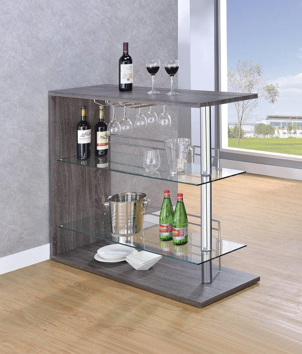 100156 Weathered grey Rustic Bar units: contemporary By coaster - sofafair.com