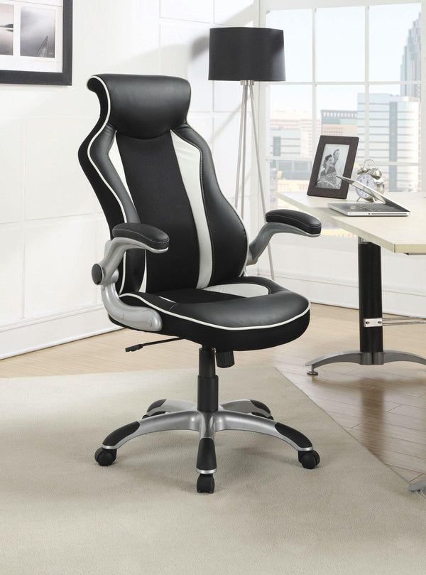 Home office : chairs 800048 Silver Contemporary leatherette office chair By coaster - sofafair.com