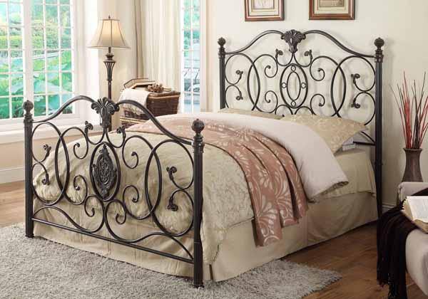 Gianna metal bed 300392 Black brush gold Traditional full bed By coaster - sofafair.com