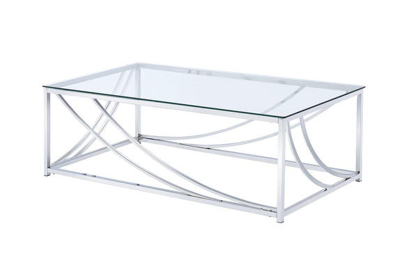 Living room: glass top occasional tables 720498 Chrome coffee table By coaster - sofafair.com