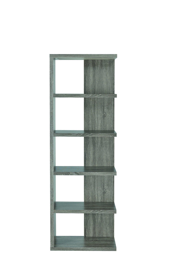 Home office : bookcases 800553 Weathered grey Rustic Bookcase1 By coaster - sofafair.com