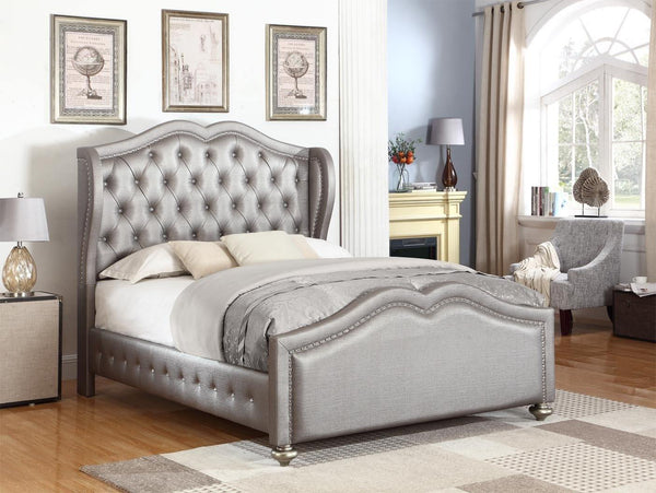 Belmont upholstered bed 300824 Metallic Hollywood Glam full bed By coaster - sofafair.com