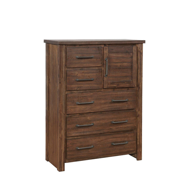 Sutter creek warm bourbon five-drawer chest with door 204535 Chest1 By coaster - sofafair.com
