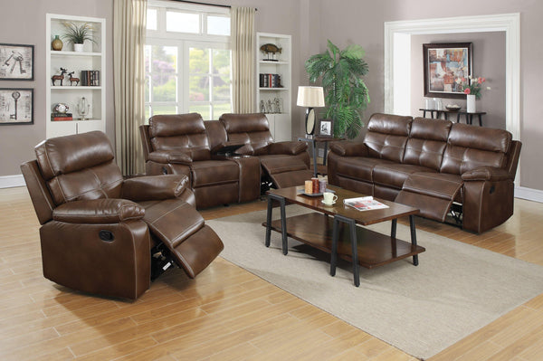 Damiano motion 601691-S2 Tri-tone brown Transitional leatherette motion living room sets By coaster - sofafair.com