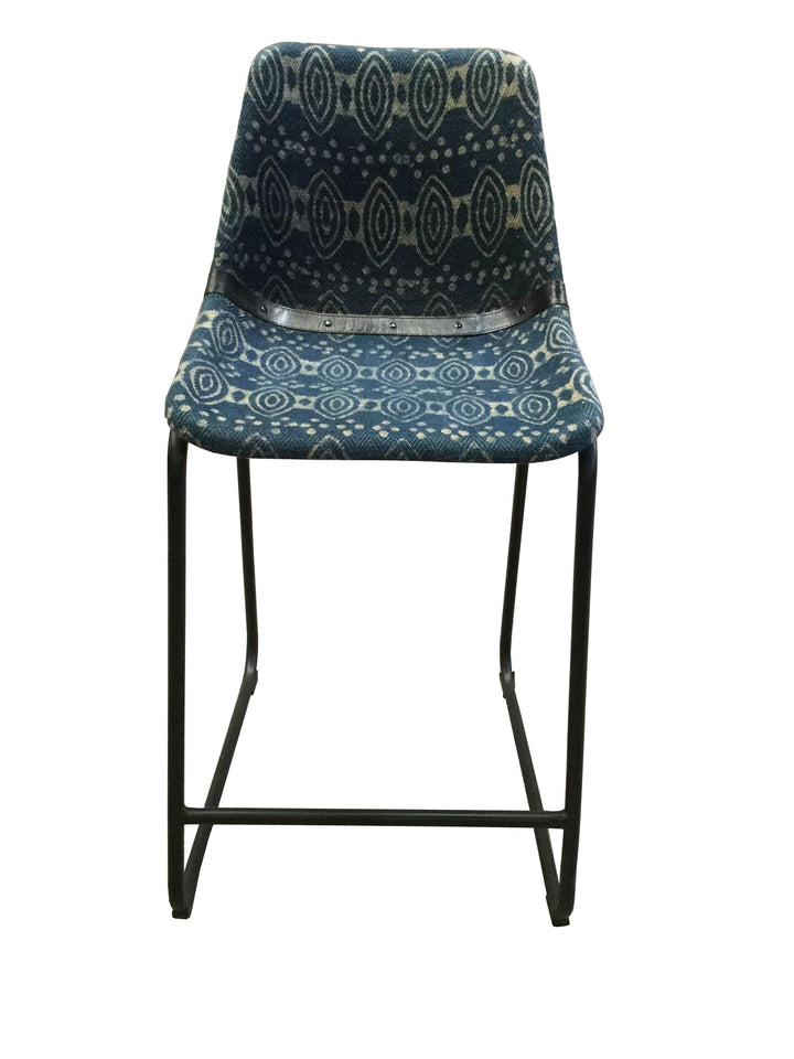 Counter ht stool 182662 Blue canvas metal counter height stool By coaster - sofafair.com