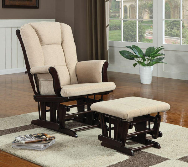 Living room : gliders 650011 Beige Traditional fabric recliners By coaster - sofafair.com