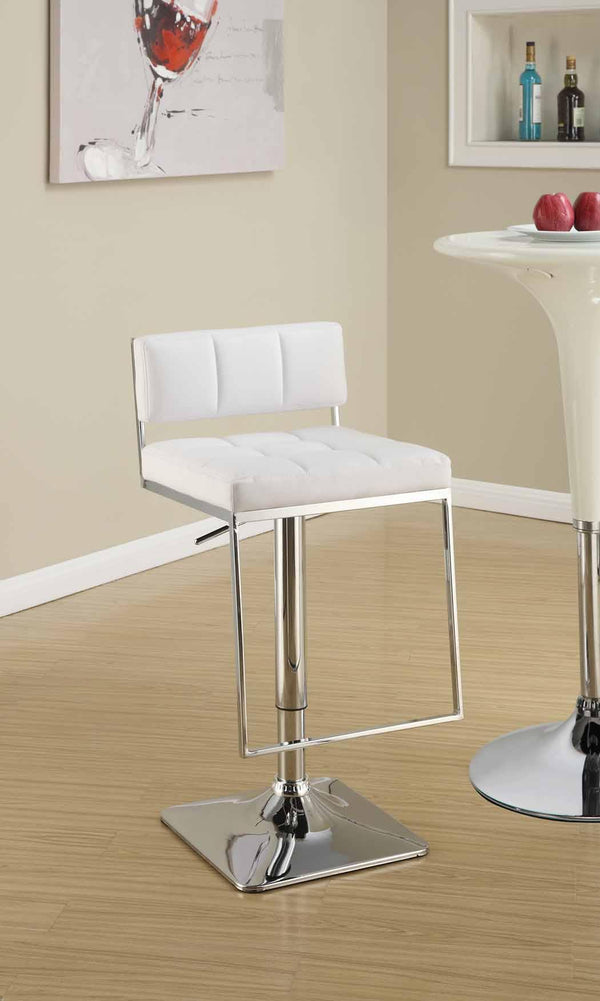 Rec room/bar stools: height adjustable 100193 White metal adjustable bar stool By coaster - sofafair.com