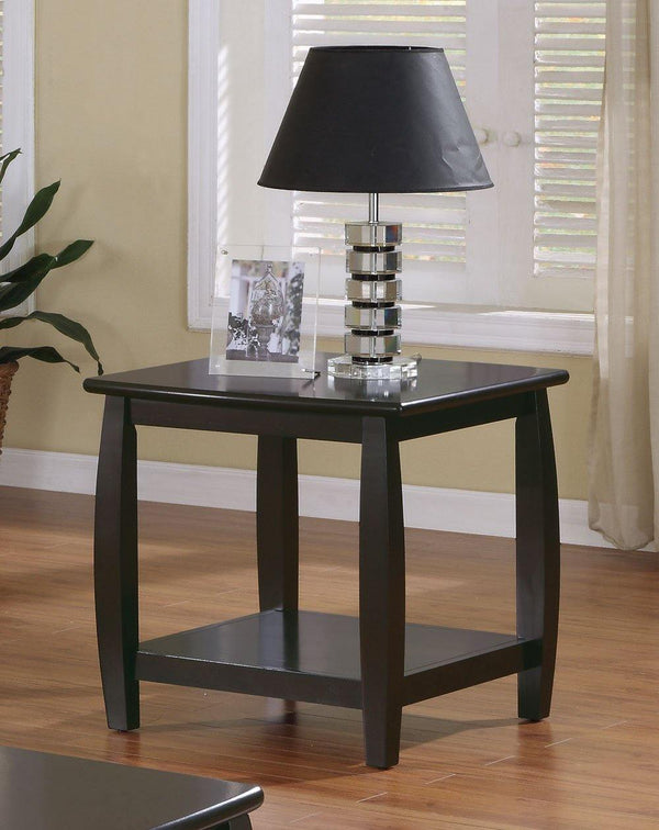 Living room : wood top occasional tables 701077 Cappuccino Transitional End Table1 By coaster - sofafair.com