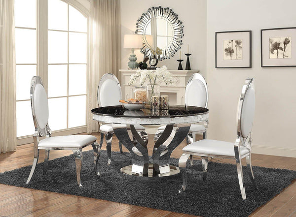 Anchorage hollywood glam silver dining table 107891 Chrome Dining Table1 By coaster - sofafair.com