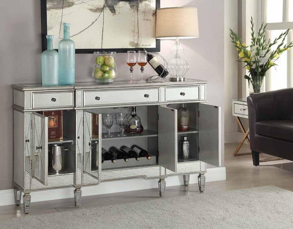 Transitional mirror and silver wine cabinet 102595 Mirror/silver Accent Cabinet1 By coaster - sofafair.com