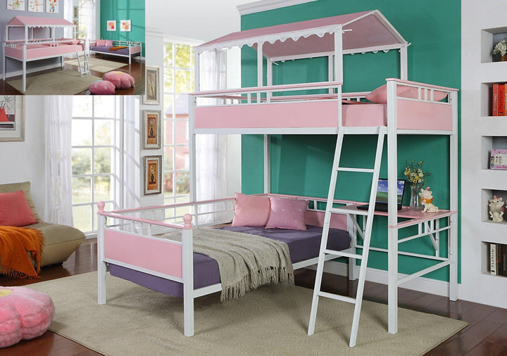 400119 Pink Twin/bed workstation bunk bed By coaster - sofafair.com