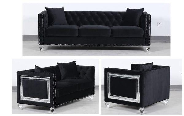 3pc (sofa+love+chair) three pieces set 509361-S3 Black Sofa1 By coaster - sofafair.com