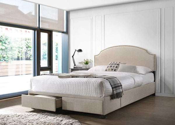 Niland upholstered bed 305896 Beige Transitional full bed By coaster - sofafair.com