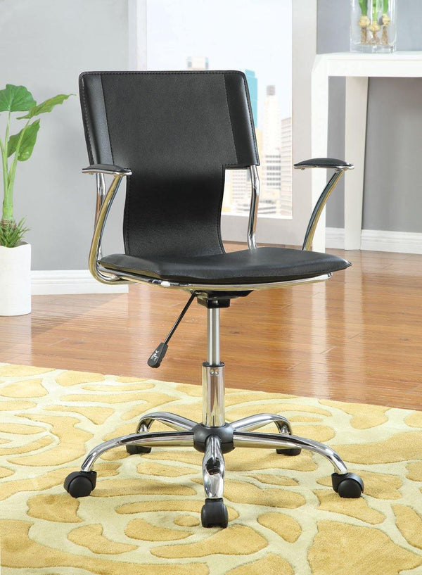 Home office : chairs 800207 Black Contemporary leatherette office chair By coaster - sofafair.com