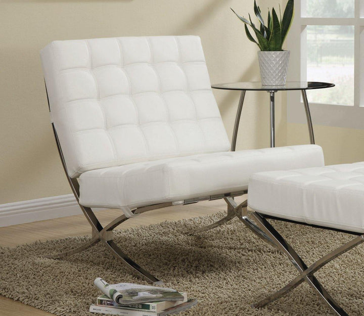 Accents : chairs 902183 White leatherette accent chair By coaster - sofafair.com