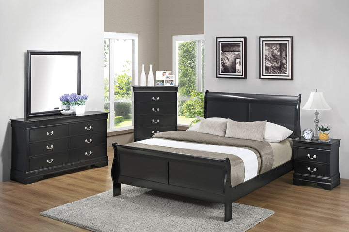 Q 5pc (q.bed,ns,dr,mr,ch) five pieces set 212411-S5 Black bedroom sets By coaster - sofafair.com