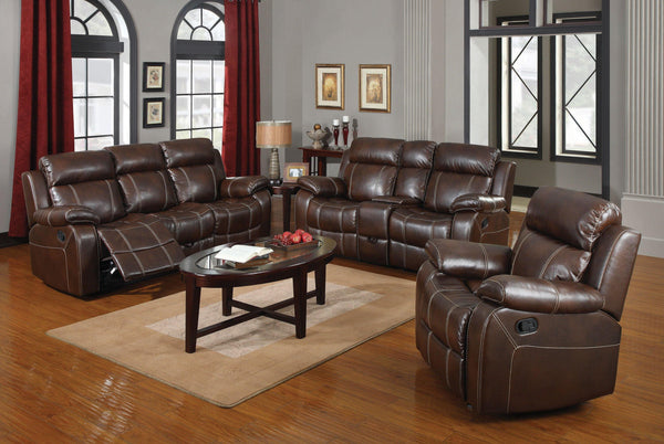 Myleene motion 603021-S2 Chestnut Casual leatherette motion living room sets By coaster - sofafair.com