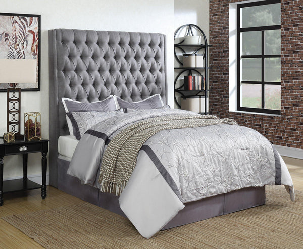 Camille upholstered bed 300621 Grey Transitional cal king bed By coaster - sofafair.com