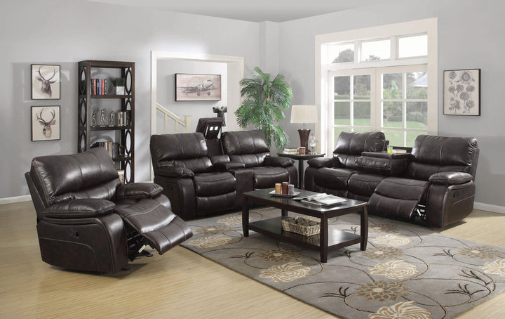 Willemse motion 601931-S3 Dark brown Transitional leatherette motion living room sets By coaster - sofafair.com