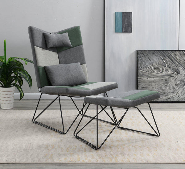 905529 Grey/light grey/green Casual Contemporary Accent chair with ottoman By coaster - sofafair.com