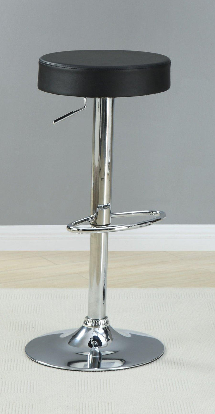Rec room/ bar tables: chrome/glass 102558 Black Contemporary adjustable bar stool By coaster - sofafair.com