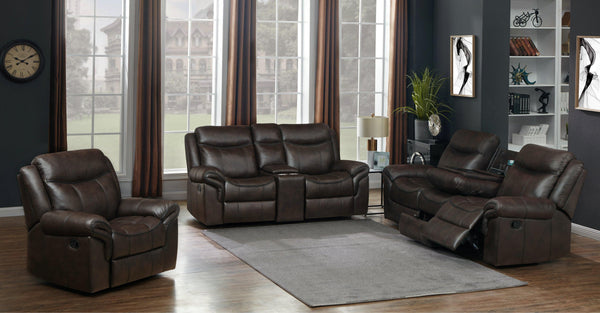 Sawyer motion 602331-S3 Cocoa Transitional leatherette motion living room sets By coaster - sofafair.com