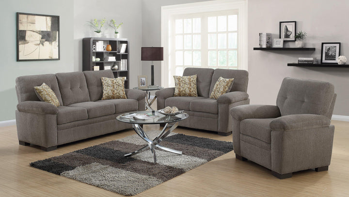 Fairbairn casual oatmeal loveseat 506582 Dark brown Loveseat1 By coaster - sofafair.com