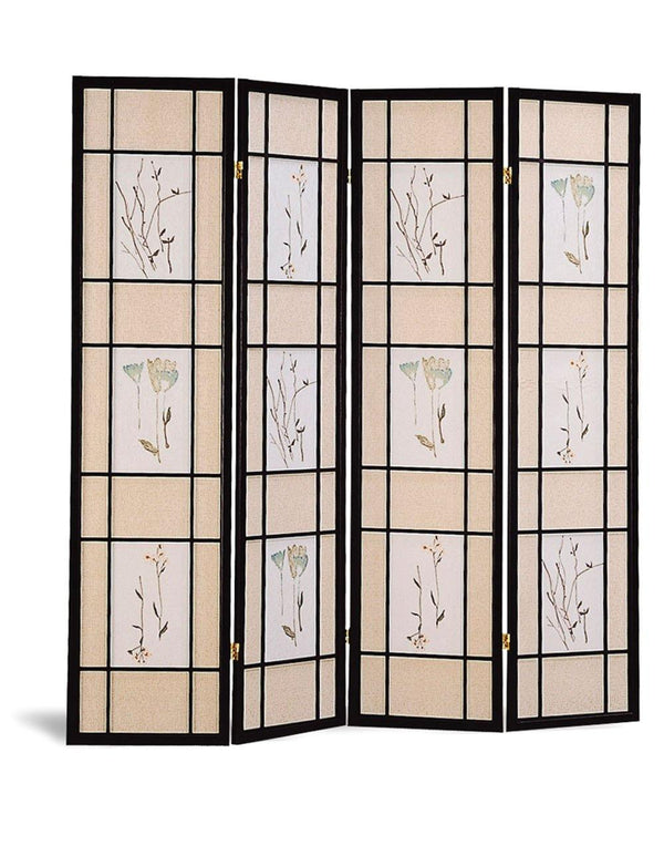 4407 Floral Transitional Transitional black folding screen By coaster - sofafair.com