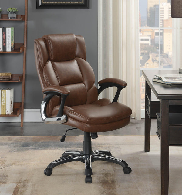 Office chair 881184 Chrome/black leatherette office chair By coaster - sofafair.com