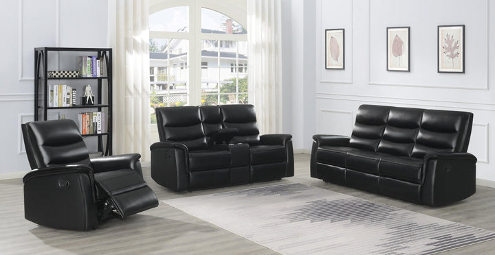 3 pc three pieces set 601514-S3 Black leatherette motion living room sets By coaster - sofafair.com