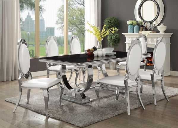 Antoine hollywood glam silver dining table 107871 Silver/black Dining Table1 By coaster - sofafair.com