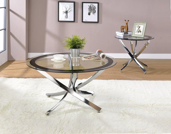 Norwood sectional 702587 Chrome metal End Table1 By coaster - sofafair.com