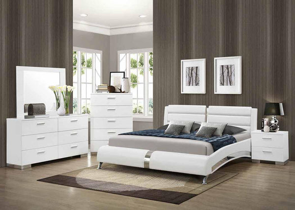 Jeremaine upholstered bed 300345 White Contemporary twin bed By coaster - sofafair.com