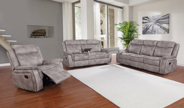 3 pc three pieces set 603501-S3 Taupe fabric motion living room sets By coaster - sofafair.com