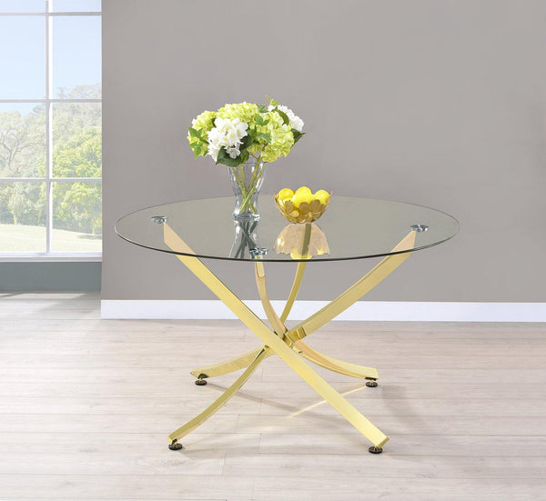 Chanel modern brass dining table 108441 Dining Table1 By coaster - sofafair.com