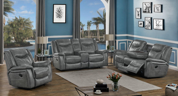 Conrad motion 650356 Grey Transitional leatherette recliners By coaster - sofafair.com